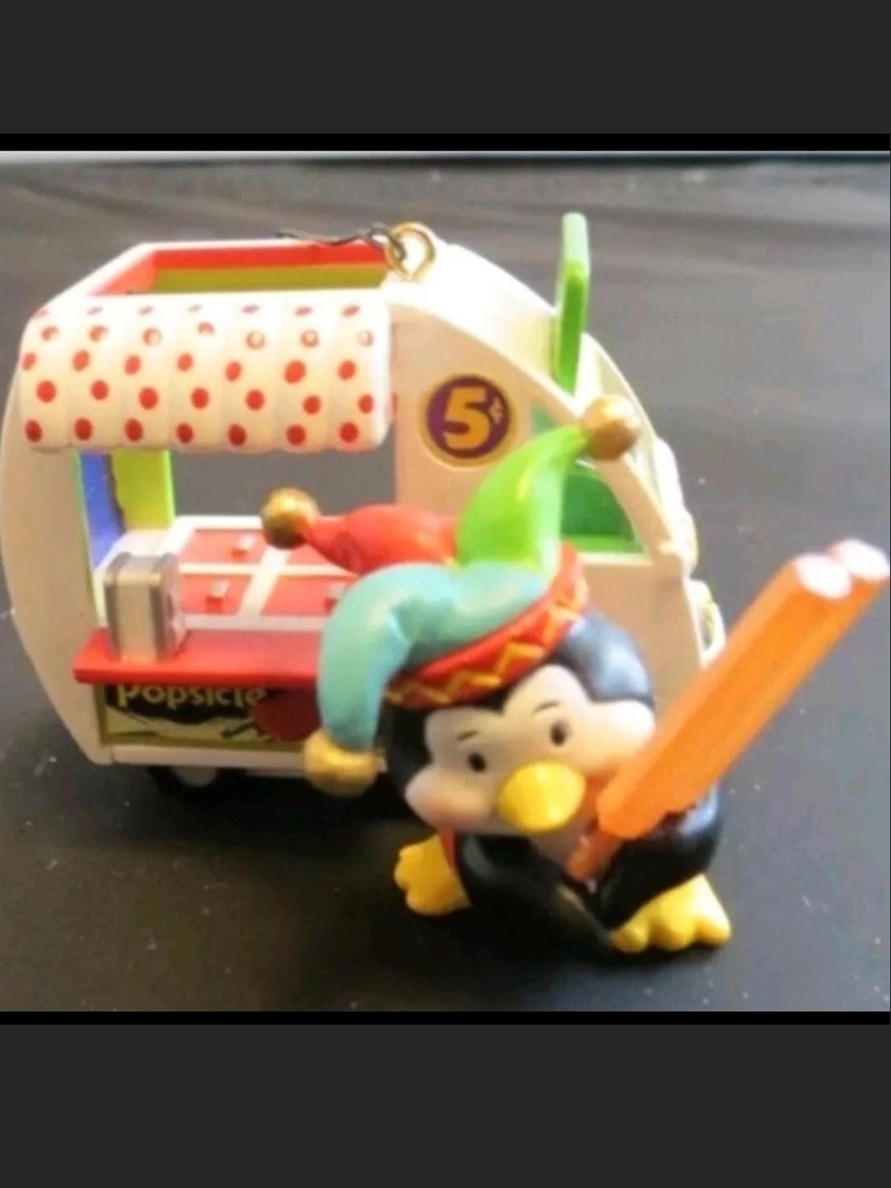 Holiday Penguin Jester Ornament with Popsicle Truck — Multicolor